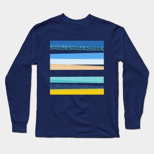 80s Memphis Style Abstract Beach Scene Long Sleeve T-Shirt